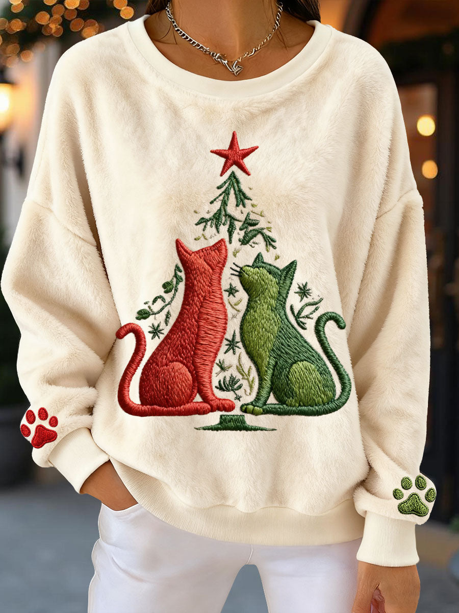 Sweatshirts en molleton pour femmes Arbre de Noël Chats