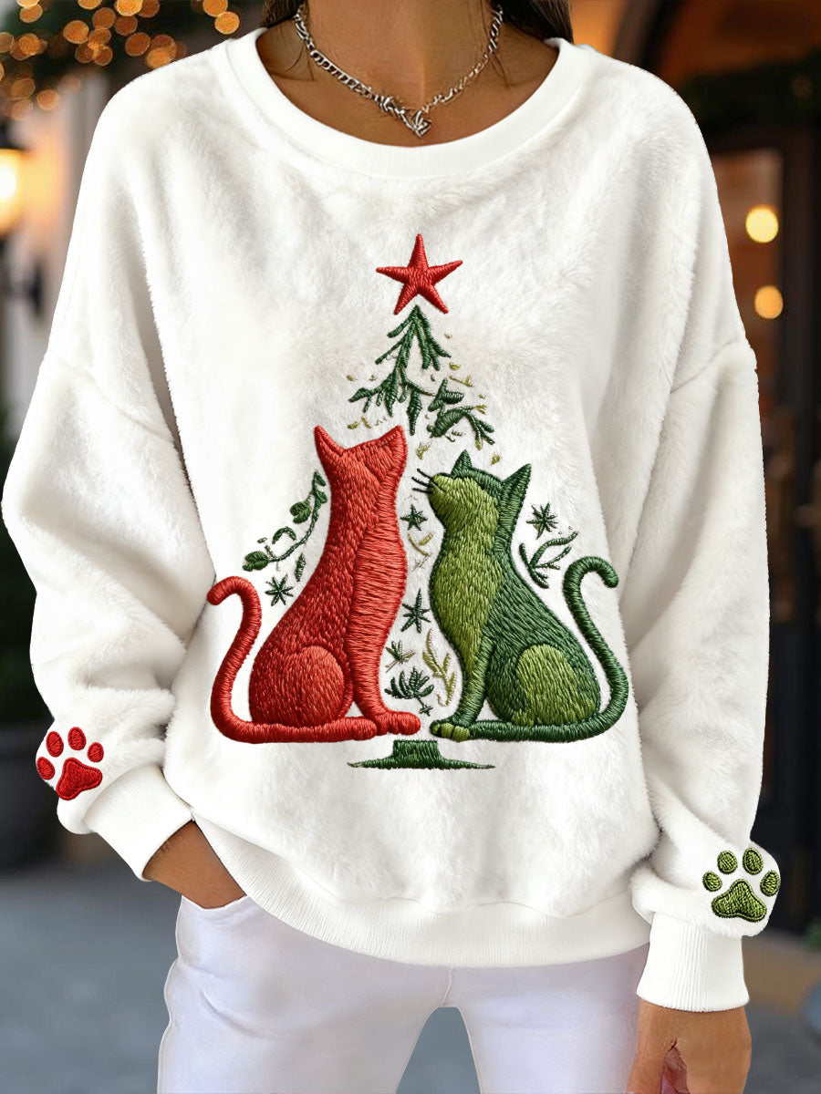 Sweatshirts en molleton pour femmes Arbre de Noël Chats