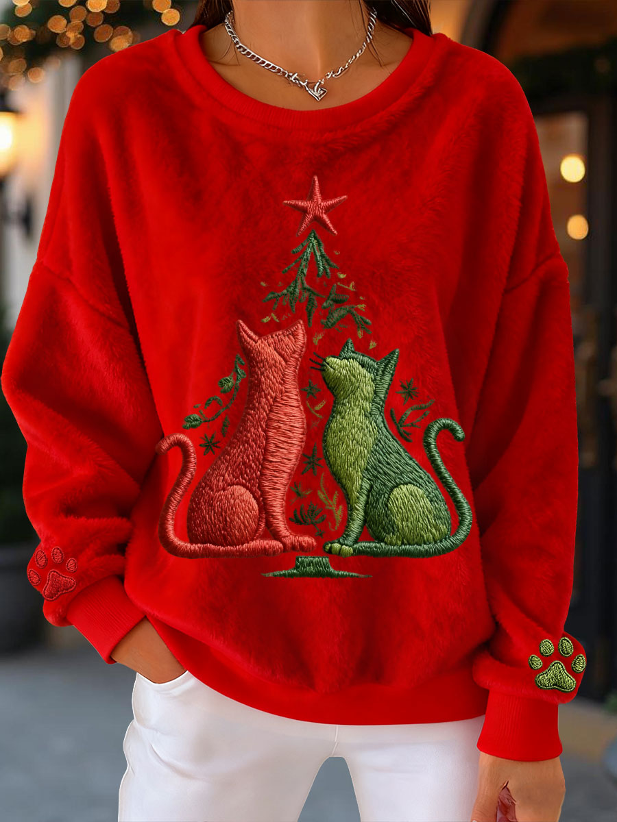 Sweatshirts en molleton pour femmes Arbre de Noël Chats