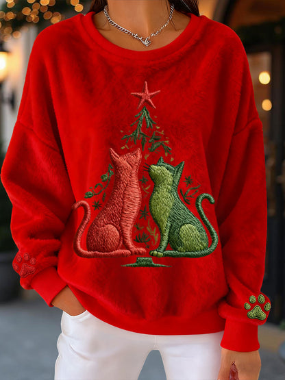 Sweatshirts en molleton pour femmes Arbre de Noël Chats