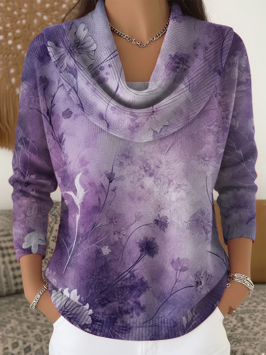Haut Décontracté Femme Artz Violet Imprimé Graphique Vintage Floral