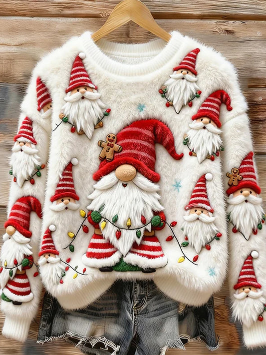 Top Décontracté en Flanelle Imprimé Art de Noël Animal Rétro Femme