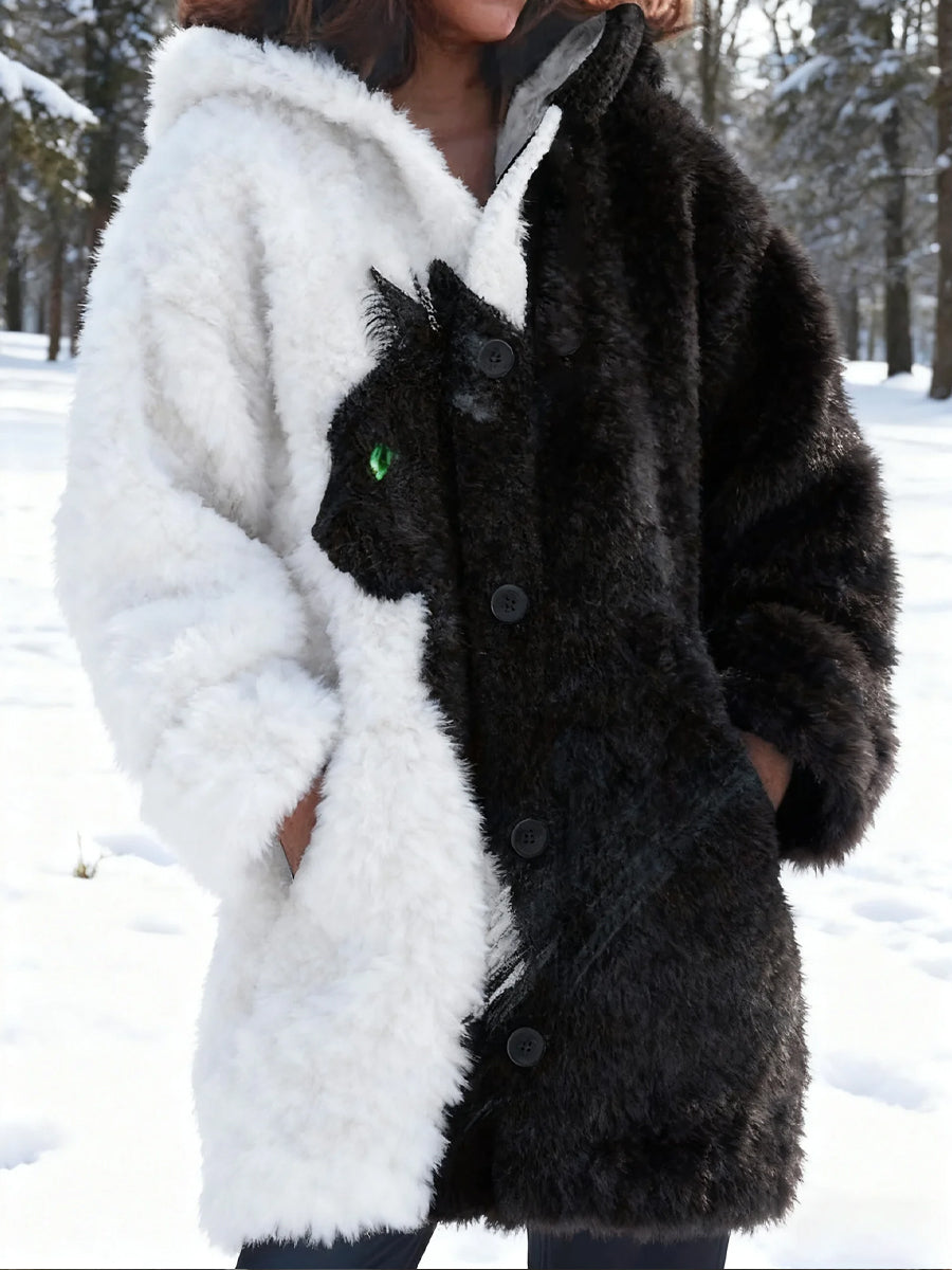 Rétro Animal Art Imprimer confortable Flanelle Cardigan Femme