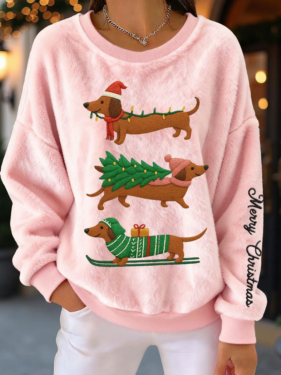 Sweatshirts en flanelle pour femmes Dachshunds de Noël