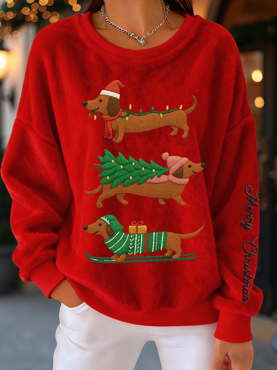 Sweatshirts en flanelle pour femmes Dachshunds de Noël