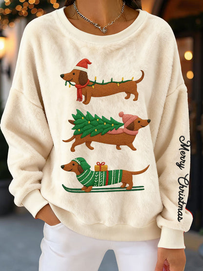 Sweatshirts en flanelle pour femmes Dachshunds de Noël