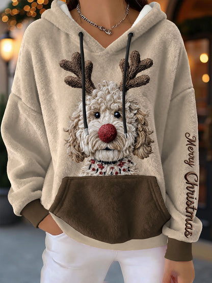 Hoodies de flanelle de chien de Noël des femmes