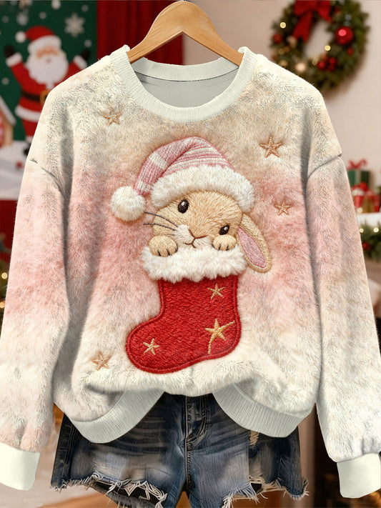 Superbe motif de lapin de Noël Casual Sweat-shirt à manches longues
