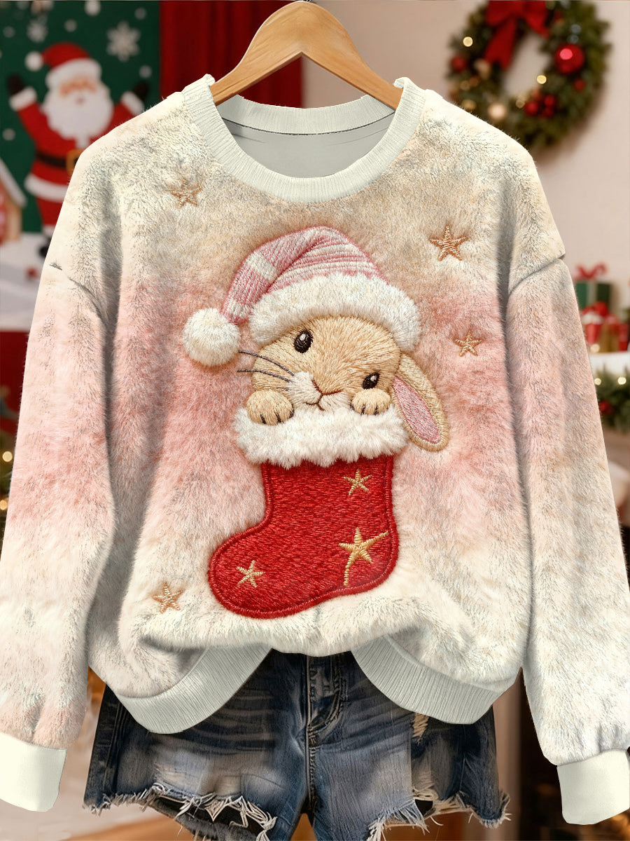 Superbe motif de lapin de Noël Casual Sweat-shirt à manches longues