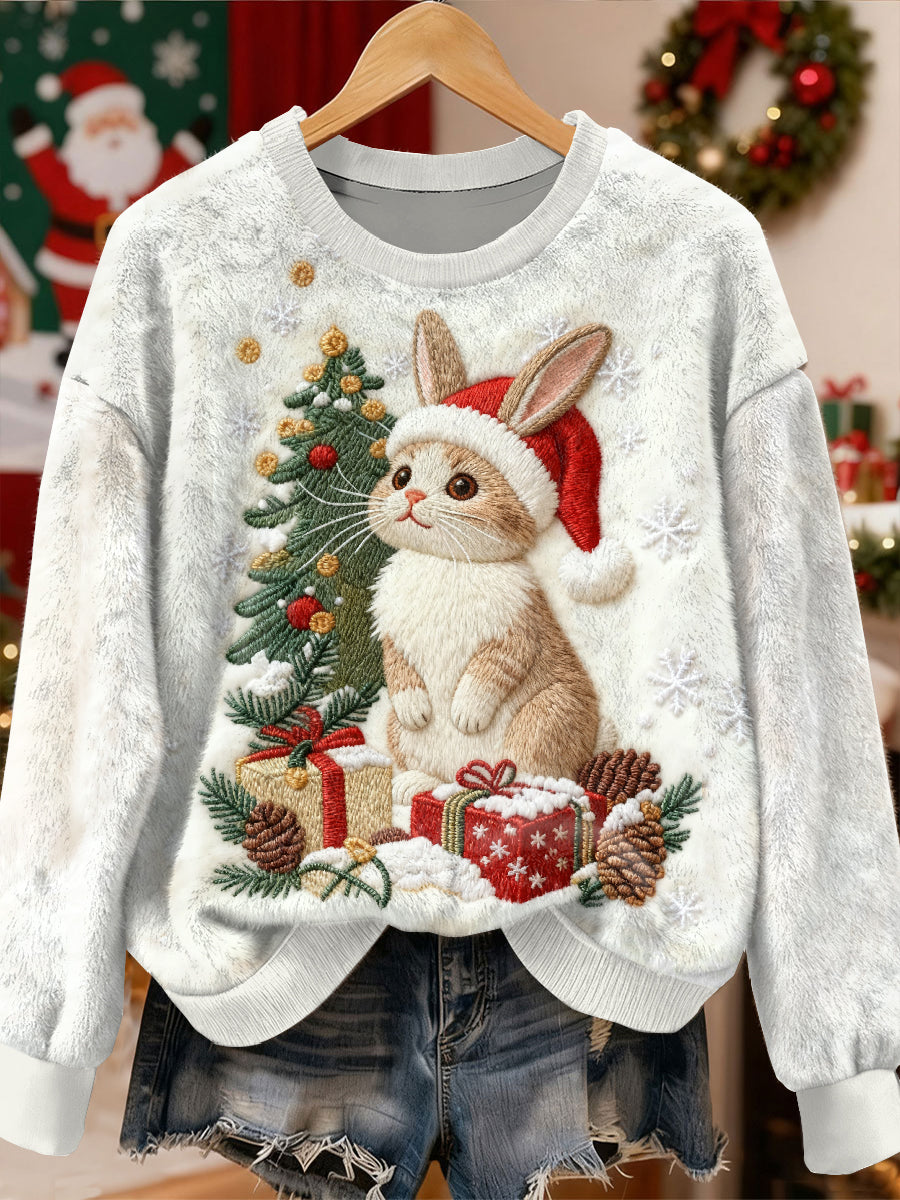 Superbe motif de lapin de Noël Casual Sweat-shirt à manches longues