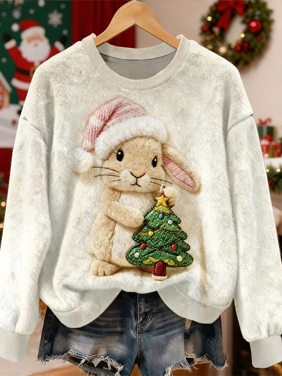 Superbe motif de lapin de Noël Casual Sweat-shirt à manches longues