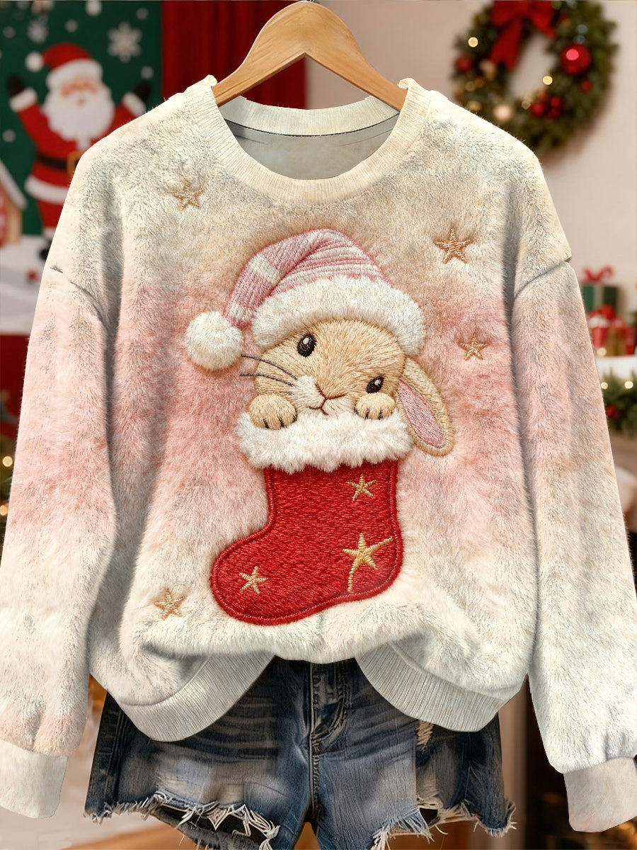 Superbe motif de lapin de Noël Casual Sweat-shirt à manches longues