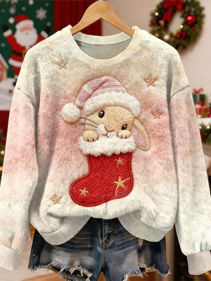 Superbe motif de lapin de Noël Casual Sweat-shirt à manches longues