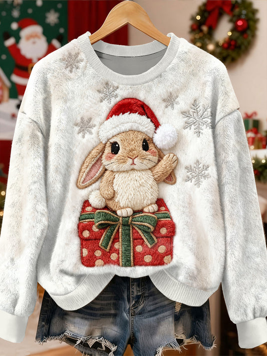 Superbe motif de lapin de Noël Casual Sweat-shirt à manches longues