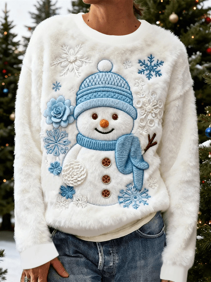 Sweat à capuche en flanelle de bonhomme de neige de Noël pour femmes