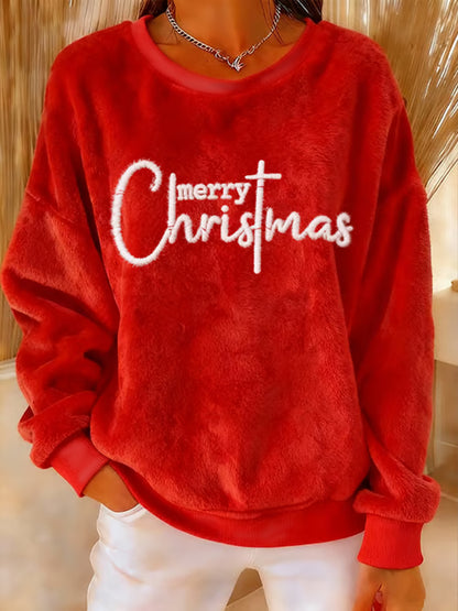 Sweat à capuche en flanelle de Noël joyeux Noël pour femmes