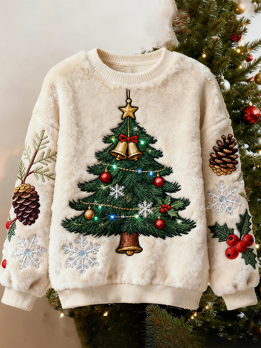 Top Décontracté en Flanelle Imprimé Art de Noël Animal Rétro Femme