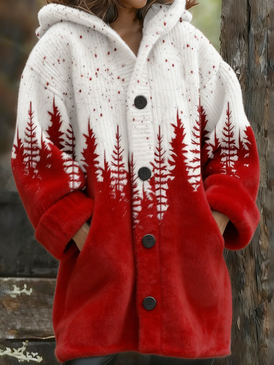 Veste en flanelle de confort décontracté imprimé art de Noël pour femmes