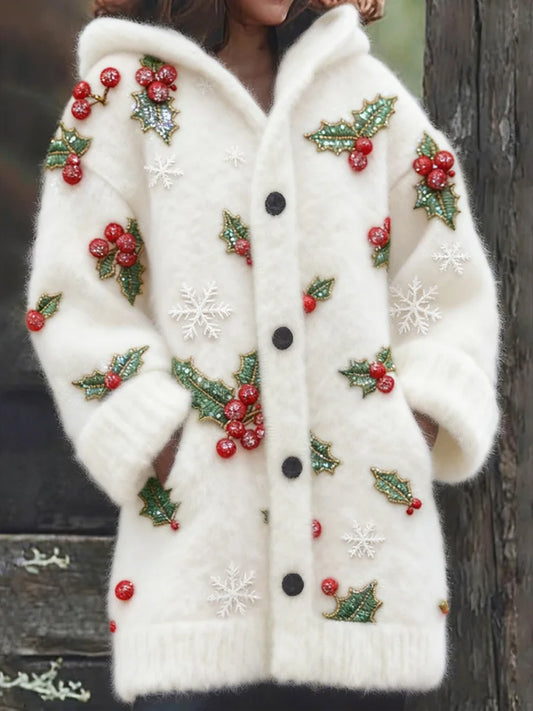 Veste en flanelle de confort décontracté imprimé art de Noël pour femmes