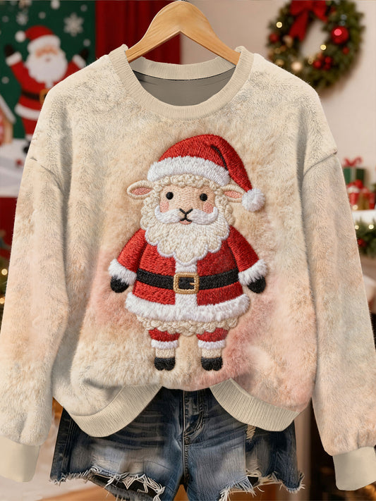 Sweat-shirt Décontracté à Manches Longues Motif de Mouton de Noël