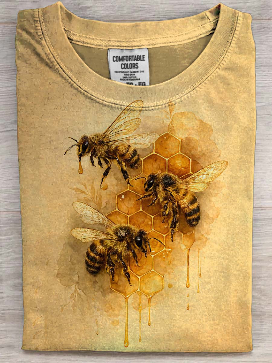T-shirt Décontracté à Manches Courtes en Nid d'Abeille