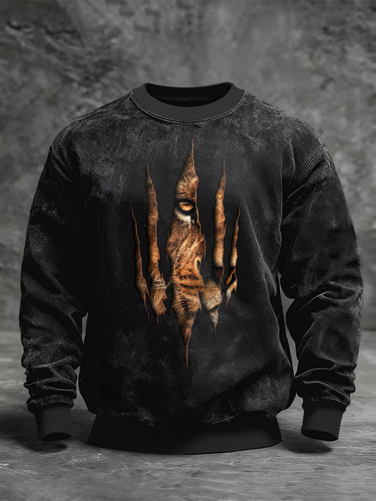 Sweat-shirt Animal Art Crew Neck Homme