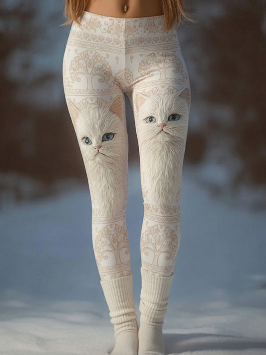 Leggings thermiques femme sur le thème du chaton