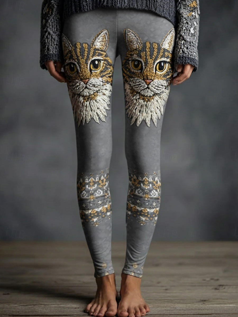 Leggings thermiques femme sur le thème du chaton