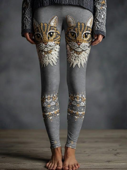 Leggings thermiques femme sur le thème du chaton