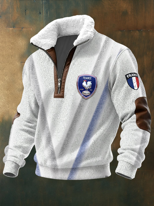 Sweat-shirt à col montant décontracté pour homme French Rooster