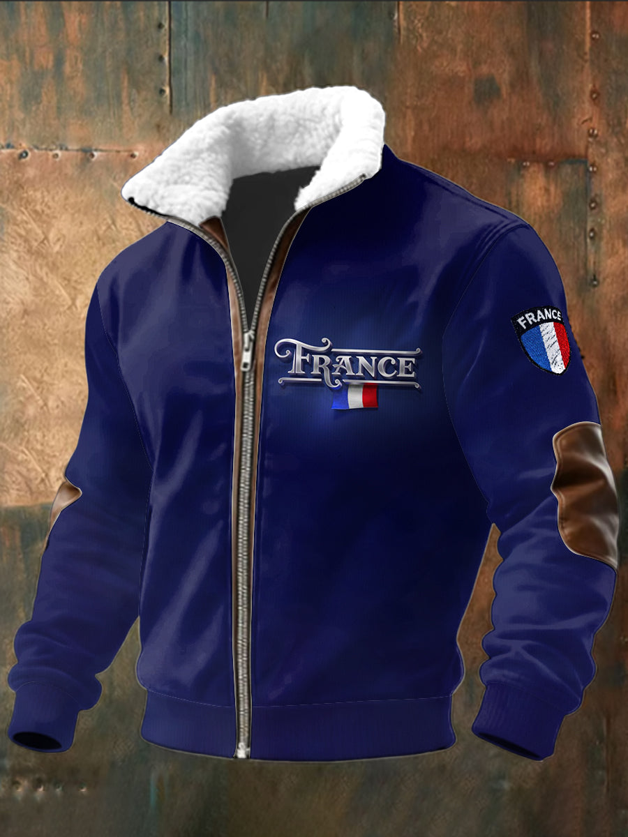 Veste Décontractée Homme Drapeau Français Bleu Marine
