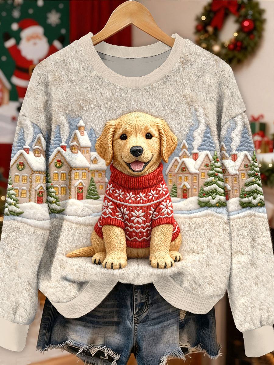 Sweat-shirt à manches longues décontracté magnifique motif de chien de Noël