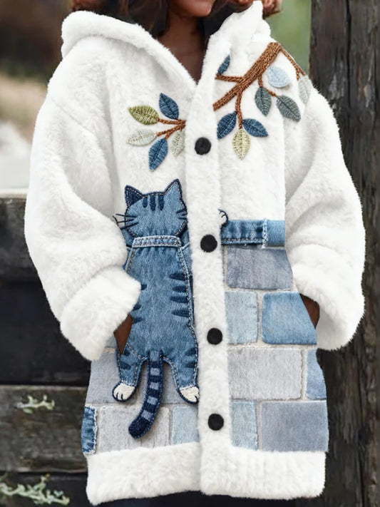 Veste en flanelle confortable à imprimé animal rétro pour femmes