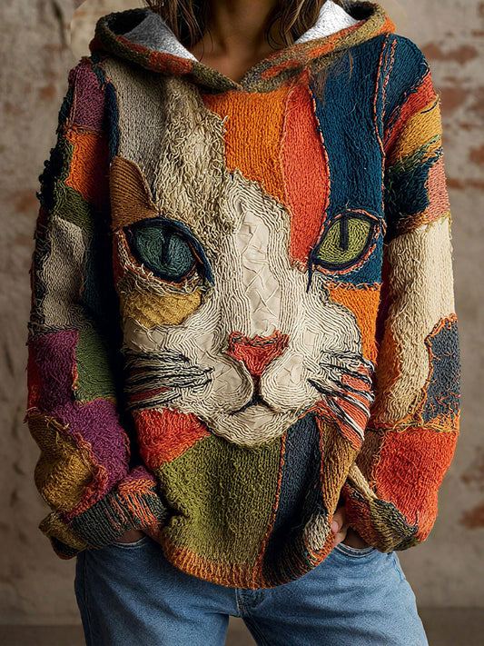 Hoodies Femme Chat Géométrique Imprimé Art