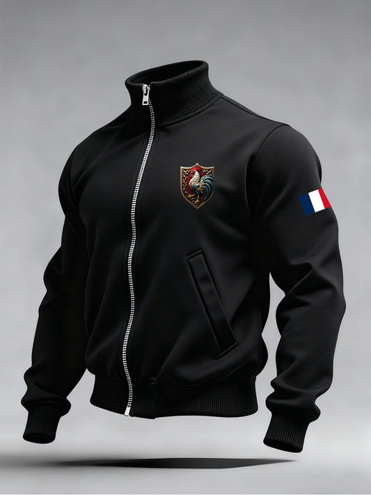 Mode Vintage Casual Stand Collar Zip-Up Sweatshirt pour hommes