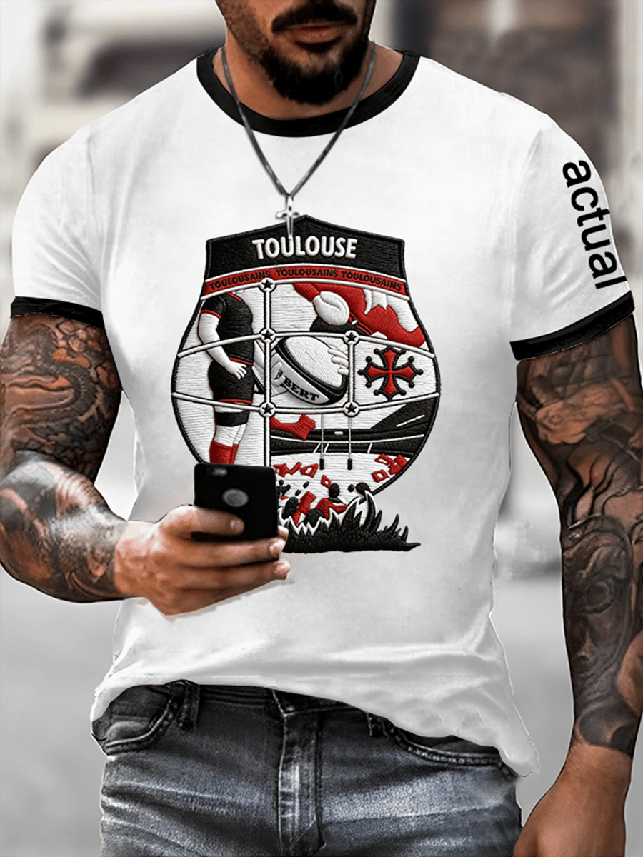T-shirt Rugby Imprimé Manches Courtes Homme
