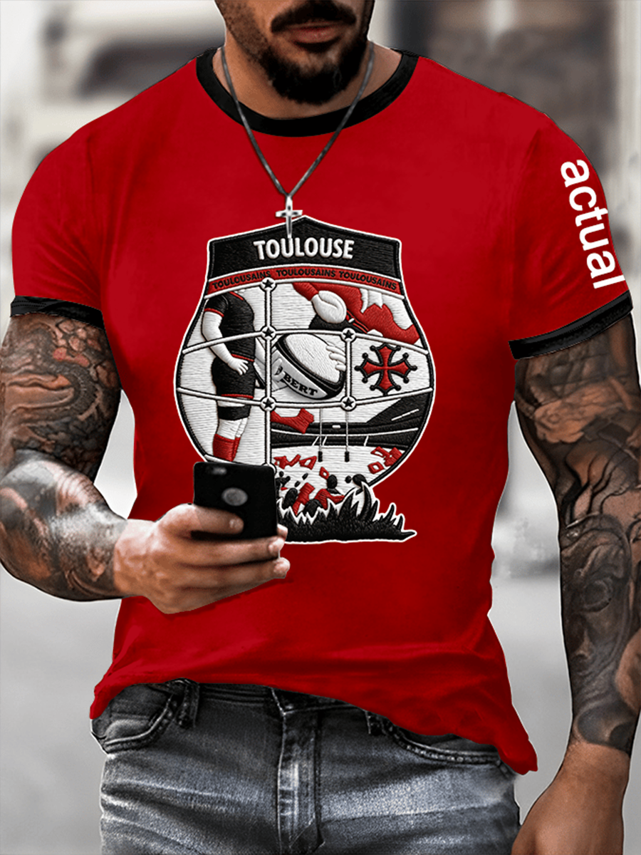 T-shirt Rugby Imprimé Manches Courtes Homme