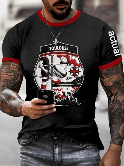T-shirt Rugby Imprimé Manches Courtes Homme