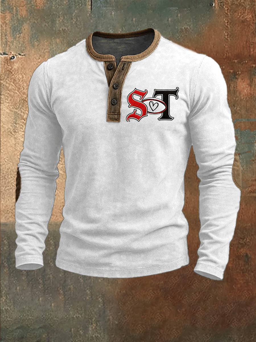 T-shirt imprimé rugby à manches longues pour hommes