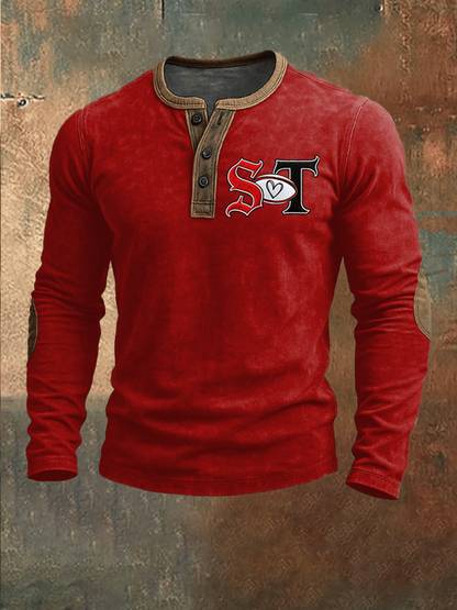 T-shirt imprimé rugby à manches longues pour hommes
