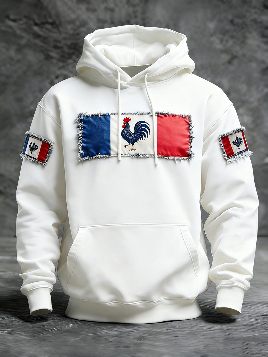 Sweat à capuche décontracté pour hommes avec drapeau français gaulois