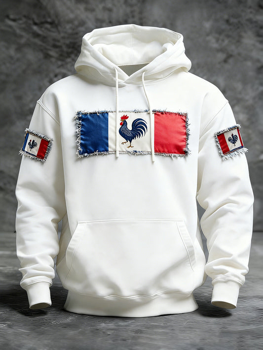 Sweat à capuche décontracté pour hommes avec drapeau français gaulois