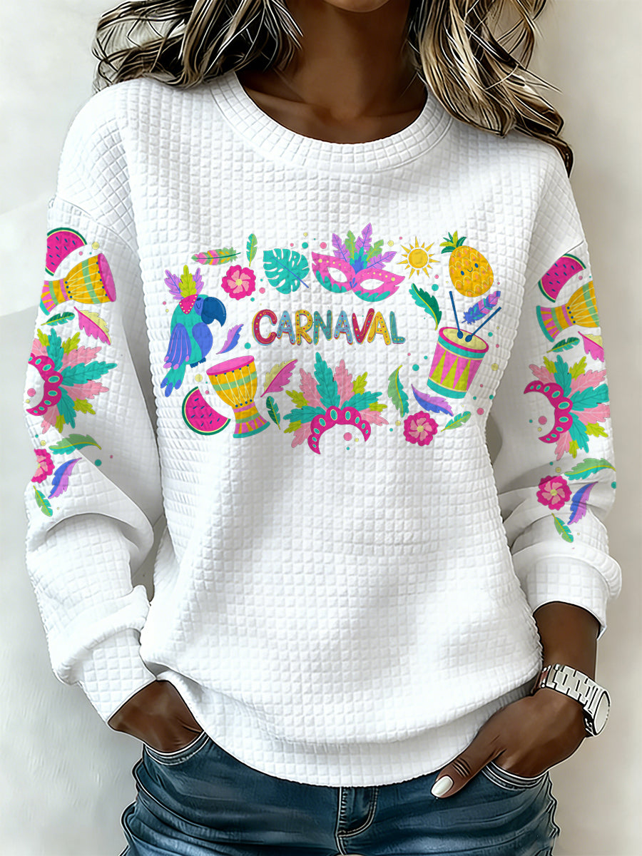 Chemise à manches longues pour femme avec imprimé espagnol inspiré du carnaval de Cadix.
