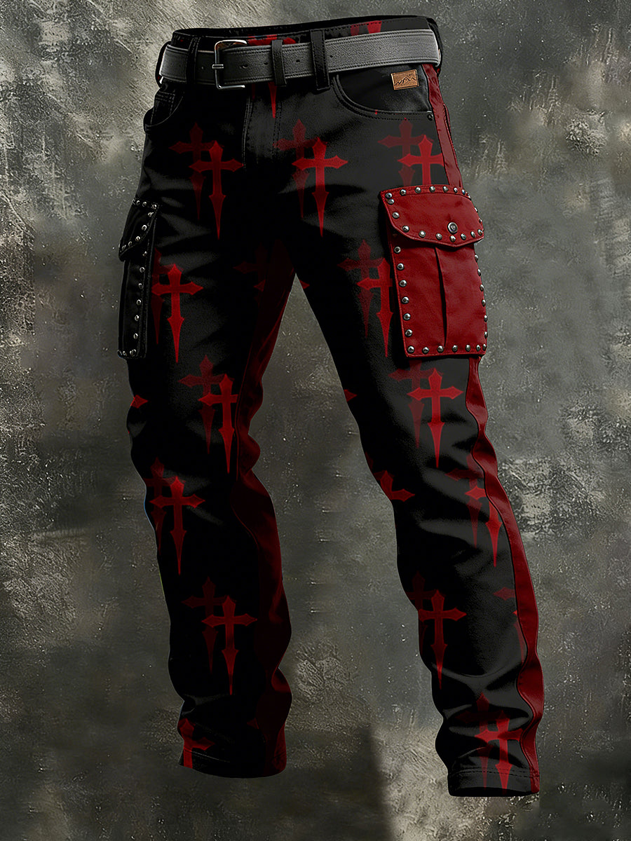Hommes Rétro Vacances D'affaires Punk Croix Art Imprimer Pantalons Casual Workwear