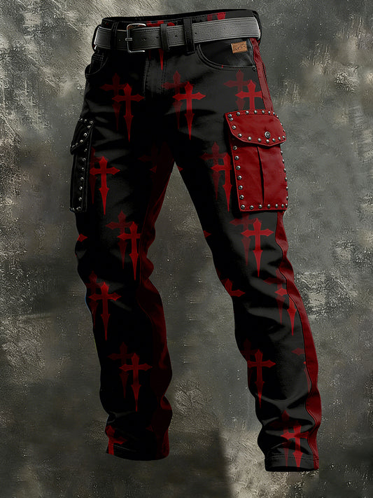 Hommes Rétro Vacances D'affaires Punk Croix Art Imprimer Pantalons Casual Workwear