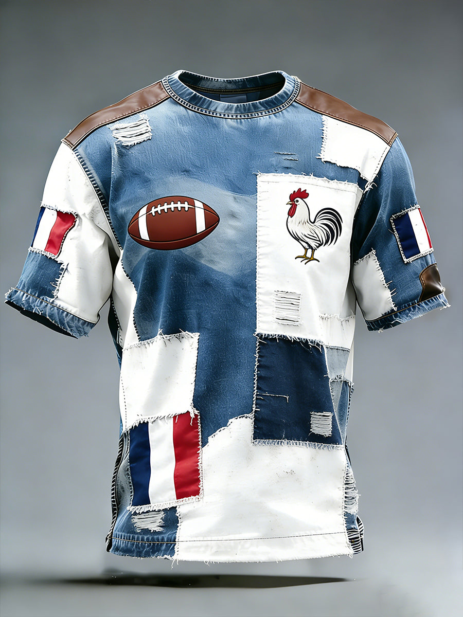 T-shirt décontracté et confortable de style rétro français pour le rugby