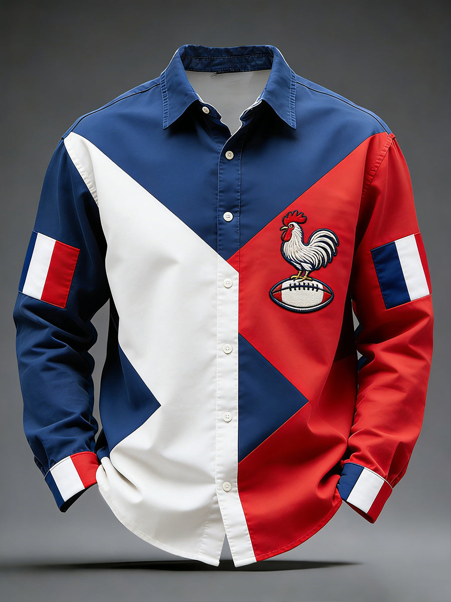 Chemise Décontractée Rétro Style Rugby Français
