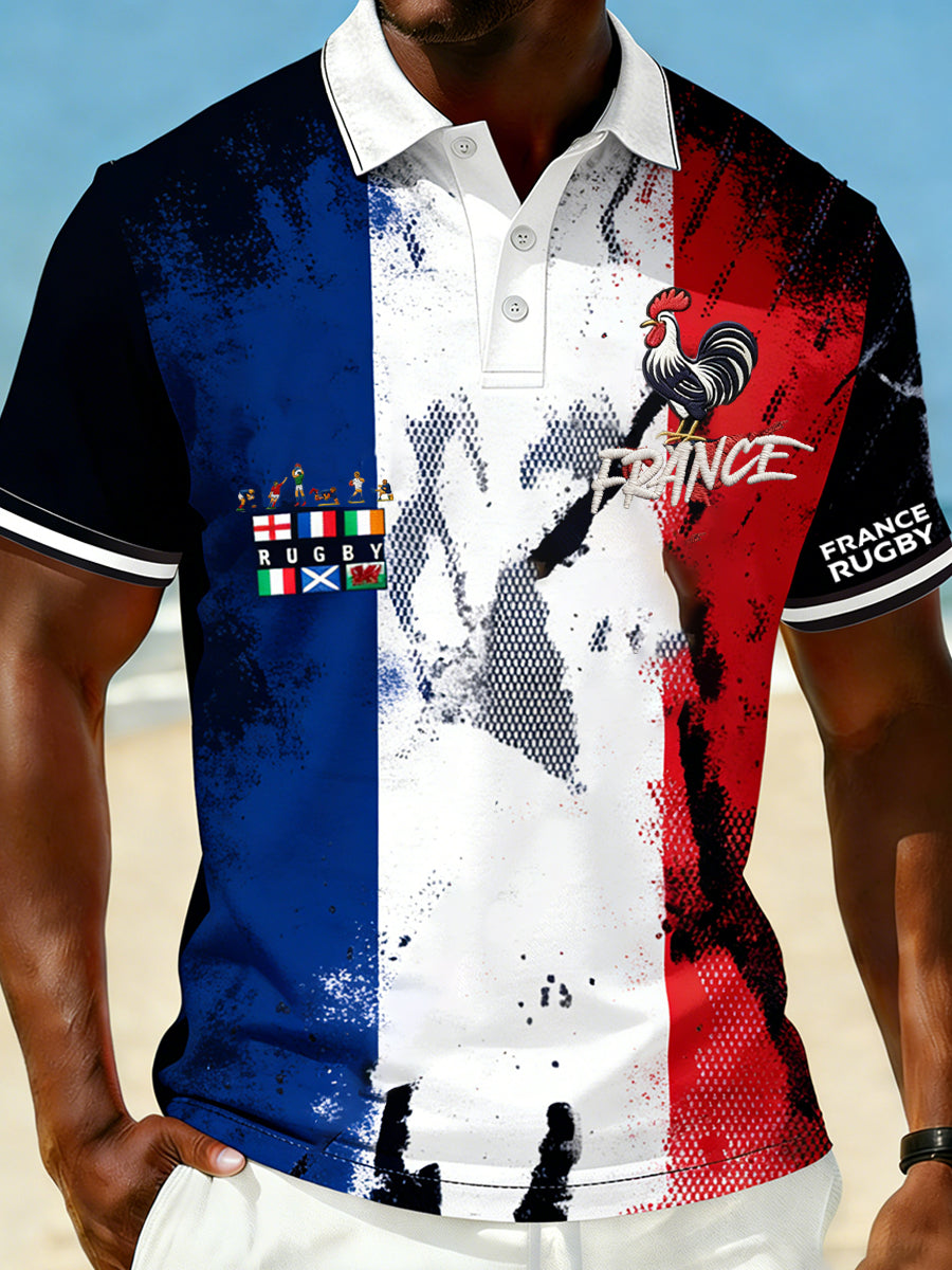 Polo Décontracté Rétro Style Rugby Français