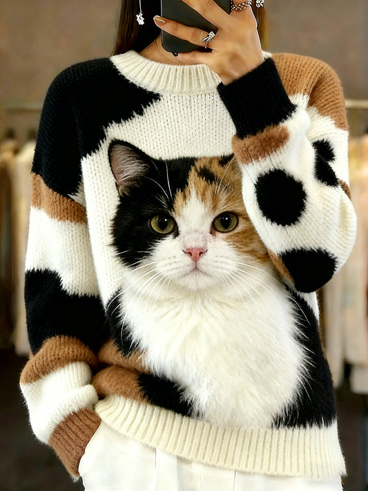 Pull décontracté à imprimé animal vintage pour femmes