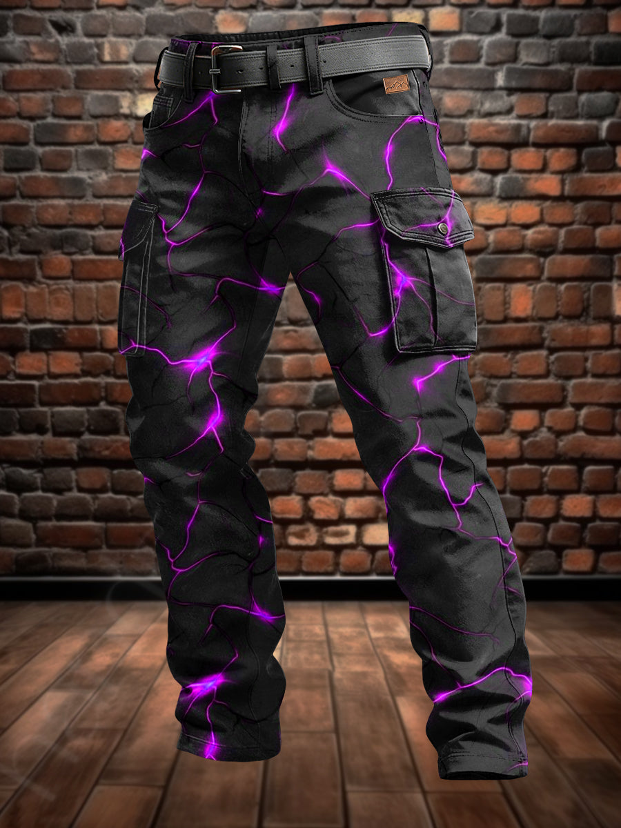 Pantalon décontracté pour le travail avec impression artistique rétro de vacances pour hommes